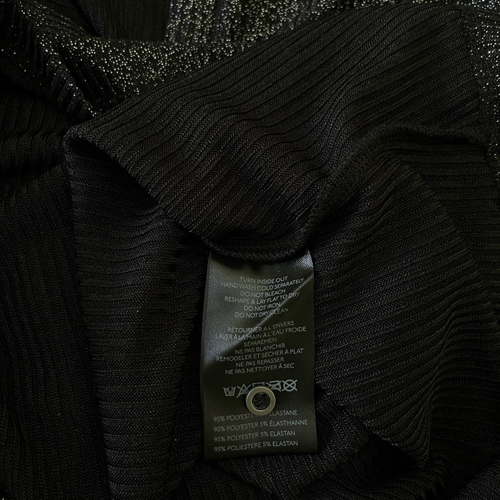 Pilcro Andie Ribbed Spotlight Henley Top Black Metallic Shimmer Going Out S - Picture 7 of 7